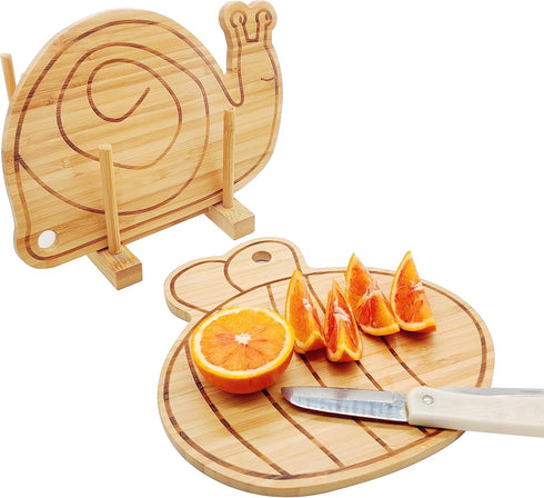 Small Bamboo Cutting Board Set, Mini Fruit Wood Chopping Board, Snail & Bee Shape Cheese Board
