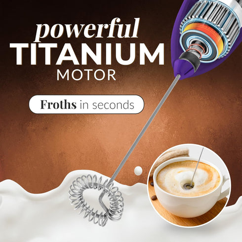 Zulay Kitchen Powerful Milk Frother Wand, Mini Handheld Stainless Steel Drink Mixer for Coffee