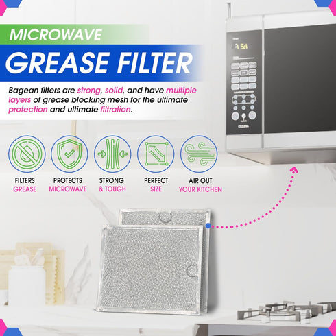 Microwave Filter Replacement 9" x 7.72" Fits WB6X486 GE Microwave Filter, Aluminum Mesh Screen Grease Filter