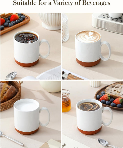 16oz Set 4, MALACASA Ceramic Coffee Mugs of Stackable Coffee Cups with Straight-Sided Design, Mugs for Coffee, Latte