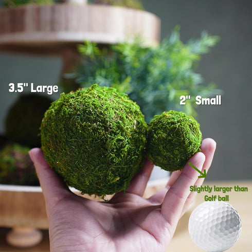 BYHER Handmade Natural Green Moss Decorative Ball, Set of 12 (2")