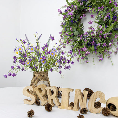 12 Pack 17 Inch Summer LLZLL Spring Decorations for Home Purple Spring Flowers Artificial Spring Floral Stems