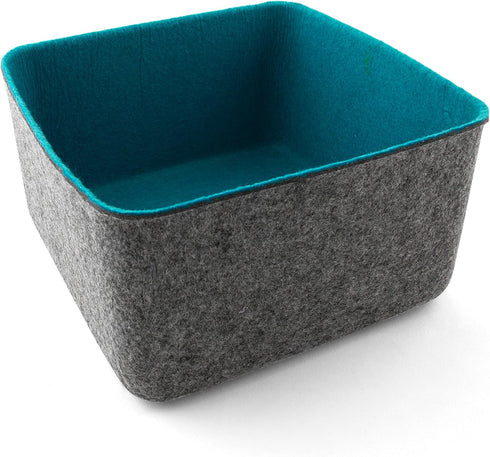 Three by Three Seattle Felt·Like·It! Storage Bin, 5x5x4 Inch for Office, Craft Room, Living Room, Bedroom, Blue
