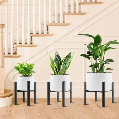 2PCS 8-13 Inch NSYOOMH Adjustable Metal Plant Stand Black, Fits Heavy Duty Flower Pots Holder - Floor Single Plant