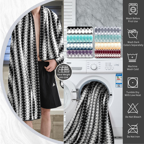 2 Set 16"x31" Set Hand Towel Black White Towel for Bathroom,Highly Absorbent & Quick Dry Hand Towel for Daily Use,Soft