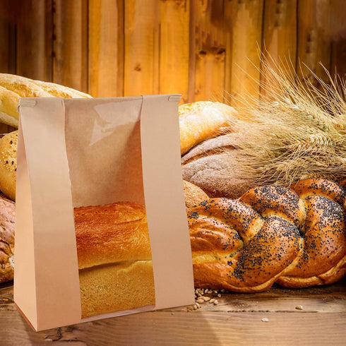 50 Packaging Giving14 8.3 3.3 Pcs Bread Bags with Window Bread Bags for Homemade Bread Sourdough with Metal Tin Strip