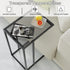 Easy Paws C Table Glass End Table, Couch Side Table, Tempered Glass Snack Side Table with Metal Frame, TV Tray Table
