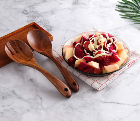 Wooden Spoons for Cooking, 6 Pcs Natural Teak Wood Non-Stick Utensils Set for Kitchen