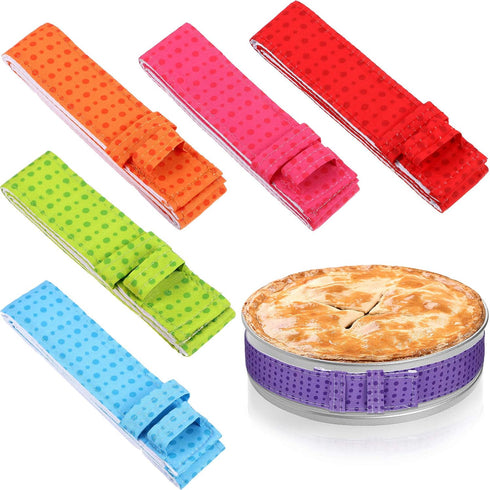 6 Pieces Colorful Baking Even Strip Cake Pan, Absorbent Thick Strips for Home Kitchen Baking Supplies, Protection Straps