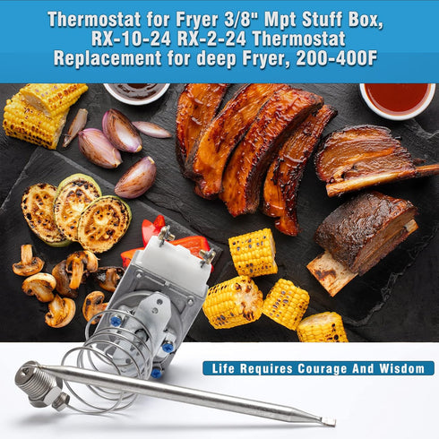 RX-10-24 Millivolt Thermostat RX Series for Fryer, 3/8" Mpt Stuff Box, RX-2-24 Thermostat 200-400F
