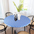 Sorfey Round Tablecloth, Fitted with Elastic, Vinyl with Flannel Back, Fits 60 Inches Round Table, Checked Blue Design
