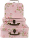 Set of 3 Paperboard Suitcases Storage Box with Lids for Photo Storage, Home Decoration, Gift Decoration (3Pcs, Pink