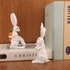 2Pcs 5.5 Inch Easter Bunny Decorations - White Resin Easter Rabbits with Carrot, Decorative Bunnies Mom with Kids
