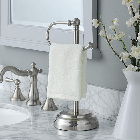 SunnyPoint Heavy Weight Classic Decorative Metal Fingertip Towel Holder Stand for Bathroom, Kitchen, Vanity (Brush