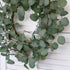 idyllic Eucalyptus Leaves Wreath, 22 Inches Round Green Metal Polyester Fabric Paper for Front Door Decor