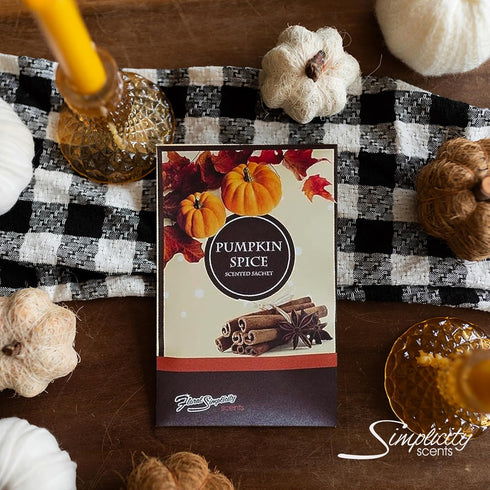 Pack 6, Closet, Floral Simplicity Pumpkin Spice Scented Sachets of Fall & Winter - Long-Lasting Scented Bags, Home