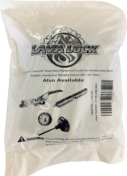 LavaLock Wood Stove Replacement Gasket for Woodburning Stoves, 3/8" x 84" Rope