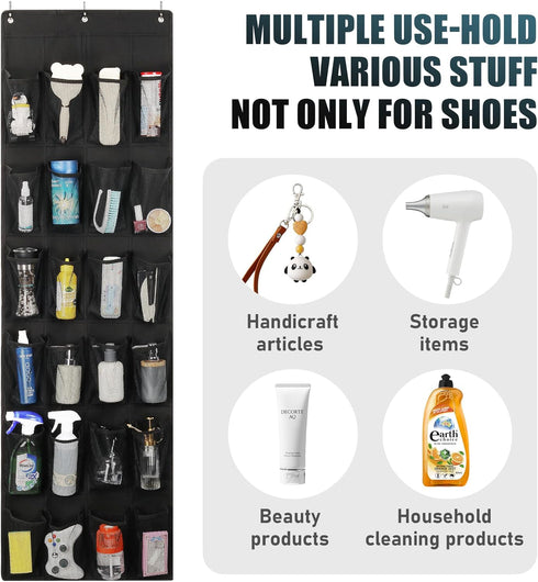 HARBULE 24 Closets, Large Pockets Upgraded Over the Door Shoe Organizer, Enhanced Hanging Solution Holder Shoe Cabinets
