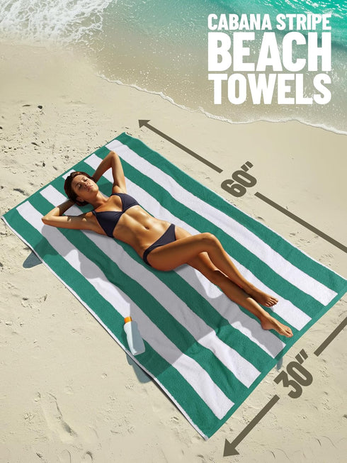 4 Pack 30 60 Inches, 100% Utopia Towels Cabana Stripe Beach Towel, by Oversized Ring Spun Cotton Pool Towels, Highly