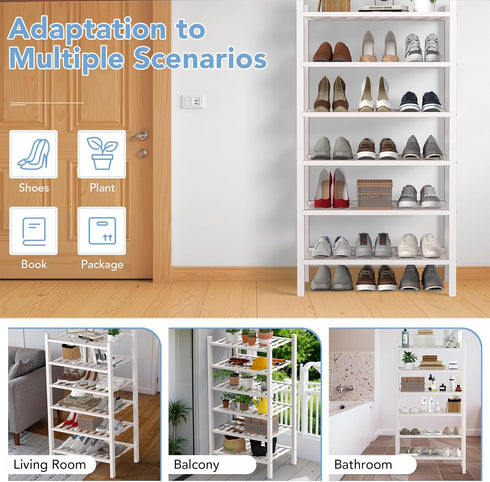 6 Closet,Hallway,Entryway,Small 18"x11"x34" Haddockway Small Tier Bamboo Shoe Rack Storage Organizer,Multifunctional