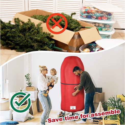 Christmas Tree Cover with Adjustable Straps, Durable Upright Xmas Tree Storage Bag with Zipper for up to 6 Foot