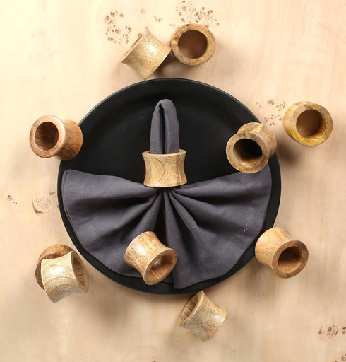 Rustic Wooden Napkin Rings Set of 12, Handmade Natural Wood Napkin Holders for Table Decor, Farmhouse Dining, Weddings