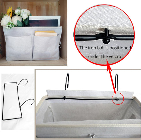 Bedside Caddy Organizer, Multi-Function Hanging Storage Bag for Bunk Bed & Dorm Bed Rails, White