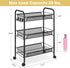 3-Tier 3 TOOLF Metal Rolling Cart, Mesh Wire Easy Assemble Utility Cart, Storage Trolley on Wheels with Hooks