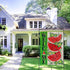 Welcome Summer Watermelon 28 x 40 House Flag, Double Sided; Farmhouse Green Stripes Garden Yard Decoration, Rustic
