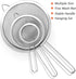 3Pcs Extra Fine Mesh Strainer Set with Handle - Small, Medium, Large Stainless Steel Sieve for Kitchen Baking