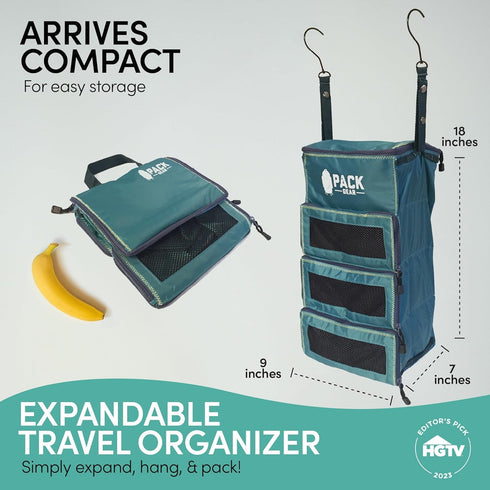 Pack Gear Hanging Carry-On Organizer - Standard Hanging Luggage Organizer Fits Any Carry On - Green, S