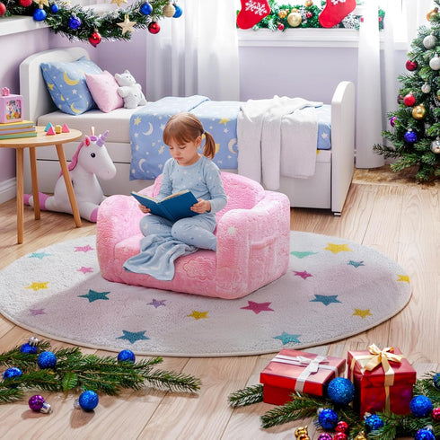 2-in-1 Lamerge Toddler Couch,Glow in The Dark Baby Floor Bed,Foldable Toddler Chair Kids Sofa for playroom,Convertible