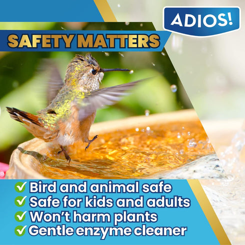 (32oz) Adios! Fountain Cleaner and Clarifier for Outdoor and Indoor Fountains Safe for Plastic, Metal, Glass and Stone