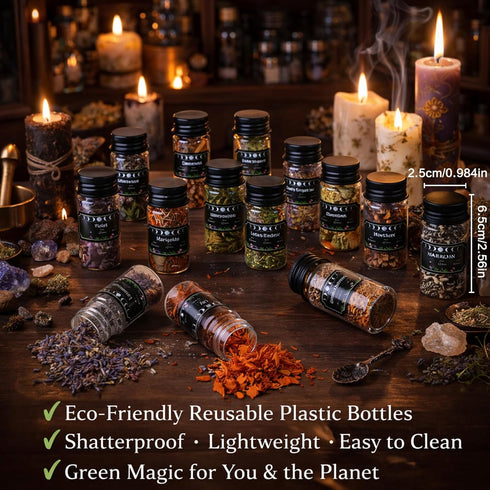 45PCS Herbs for Witchcraft - Wiccan Supplies and Tools - Witchcraft Supplies Dried Flowers Kit for Witch Beginner