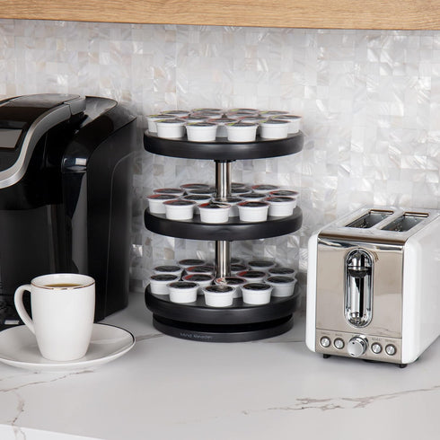 Mind Reader Single Serve Coffee Pod Carousel, 45 Pod Capacity, Countertop , Breakroom, 9.5" L x 9.5" W x 11.75" H, Black