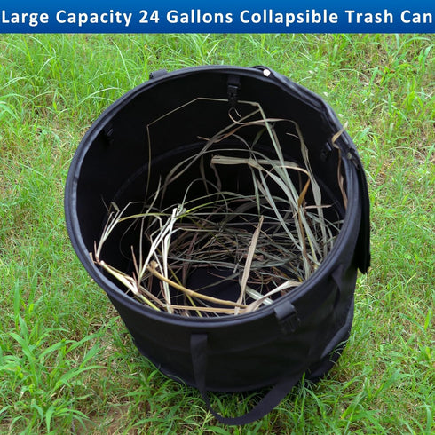24 Gallons Collapsible Trash Can with Gloves, Camping Trash Can with Lid, Pop Up Garbage Can for Outdoor, Large