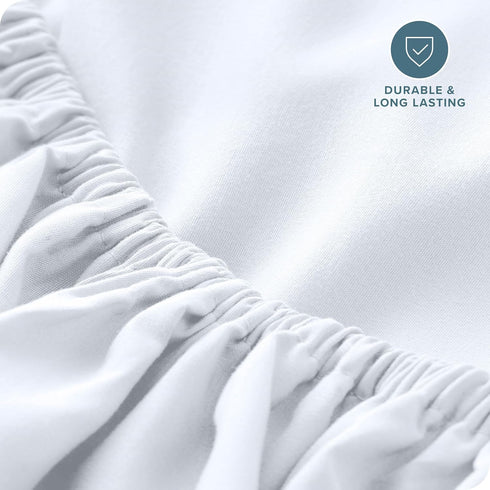 Bare Home Full Size Fitted Bottom Sheet - Premium 1800 Microfiber - Ultra-Soft Hotel Luxury - Deep Pocket - White