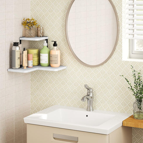 Rustic White Corner Shelf by SRIWATANA - Perfect for Any Room