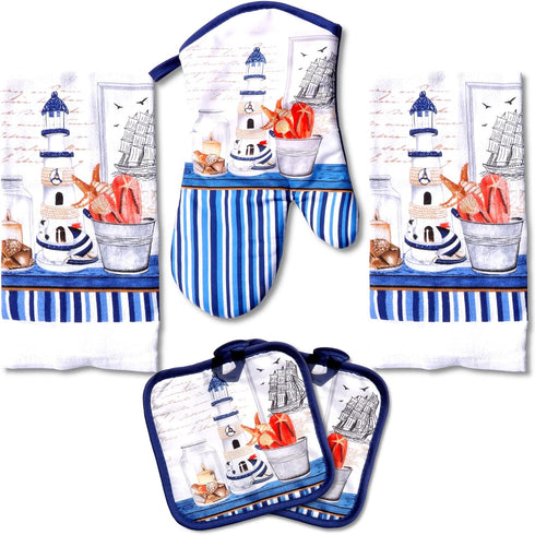 Lobyn Value Packs 5 Piece Decorative Lightweight Kitchen Towel Set