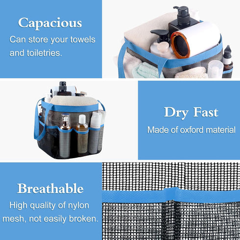 Attmu Portable Mesh Shower Caddy, Quick Dry Hanging Tote Bag for College Dorm Room Essentials, Large Capacity