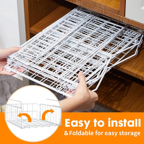 Resulzon 2Pack, Under Shelf Basket Storage Steel Under Shelf Hanging Wire Baskets Shelves for Laundry Room Kitchen Desk