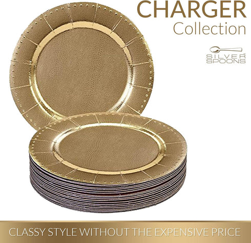 Elegant Disposable Charger Plates for Party, 13” (10 Piece), Perfect for Celebrations & Events, Gold