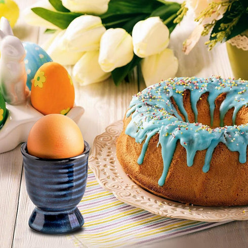 Hasense Ceramic Egg Cups for Soft Boiled Eggs, Porcelain Holders for Hard Boiled Eggs, Set of 2 Decorative Kitchen
