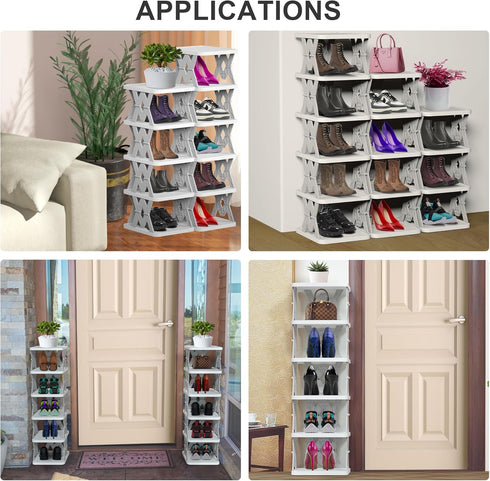 6 Shoe Rack, Tier Shoe Organizer Without Assembly, Foldable Small Shoe Rack Space Saving, Collapsible Shoe Organizer