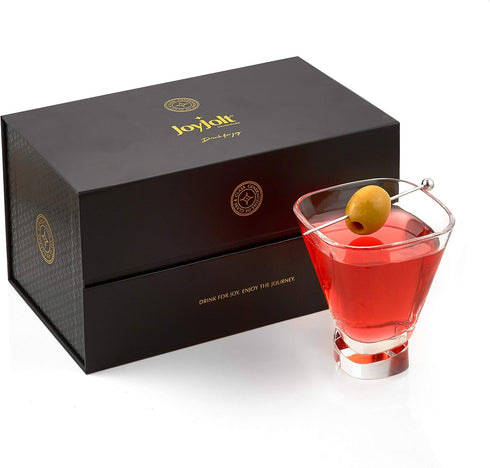 JoyJolt Aqua Vitae Martini Glass Set of 2, Crystal Glassware, Stemless Cocktail Glasses