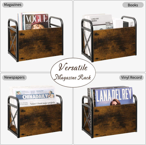 YINMIT Magazine Holder - Floor Magazine Rack Storage Basket, File Organizer Bin for Magazines, Books, Newspapers