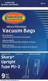 EnviroCare Replacement Micro Filtration Vacuum Cleaner Dust Bags, Sharp PU-2, 9 Pack