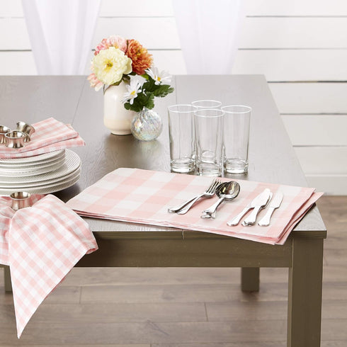 DII Pink Gingham Check Tabletop Collection, Placemat Set