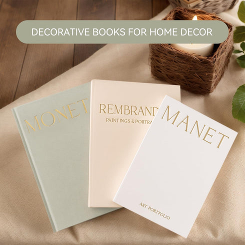 HeidMiduo Set 3 Decorative Faux Books for Home Decor - of Aesthetic Linen hollow Fake Faux Decor Books for Decoration