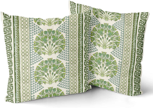 Sweetshow Summer 18 Inches Set 2 Sage Green Flowers Pillowcovers Geometric Throw Pillow Covers Cushion Case for Sofa